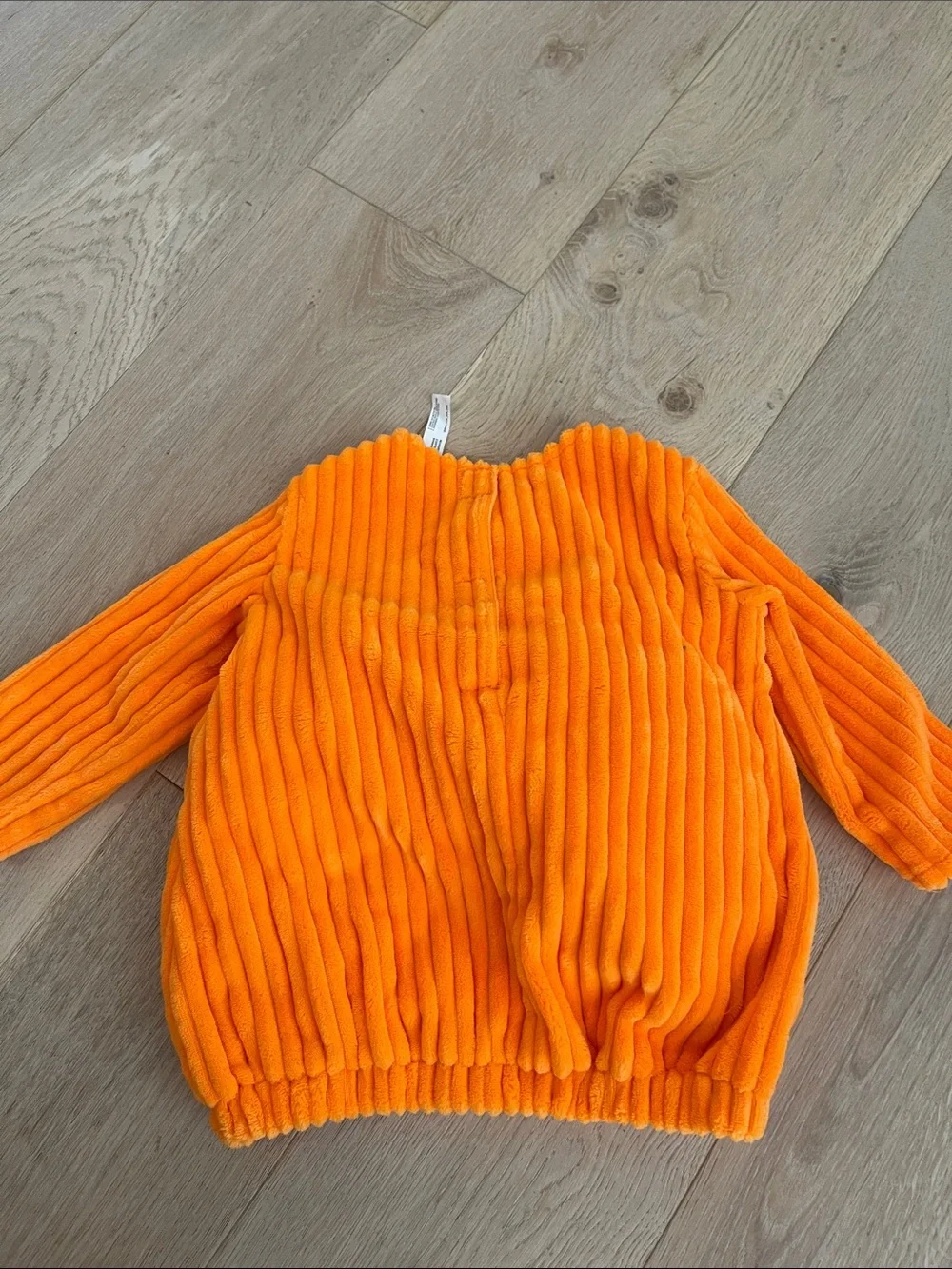Amscan Orange Ribbed Plush Pumpkin Pullover Costume  with Green Leaf